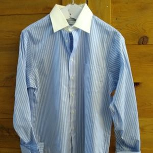White and blue striped dress shirt
